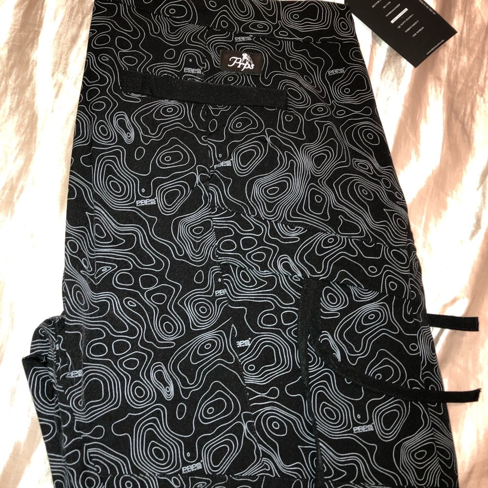 PRPS Black Board Shorts with Elegant Swirling Design